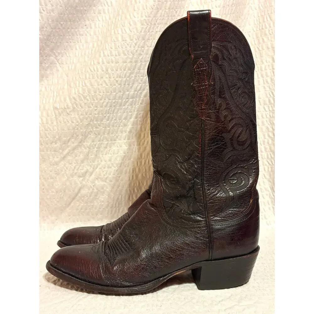 Luchesse 2000 VTG T3132RF Ostrich Black Cherry Western Cowboy Boots Men’s 8.5EE